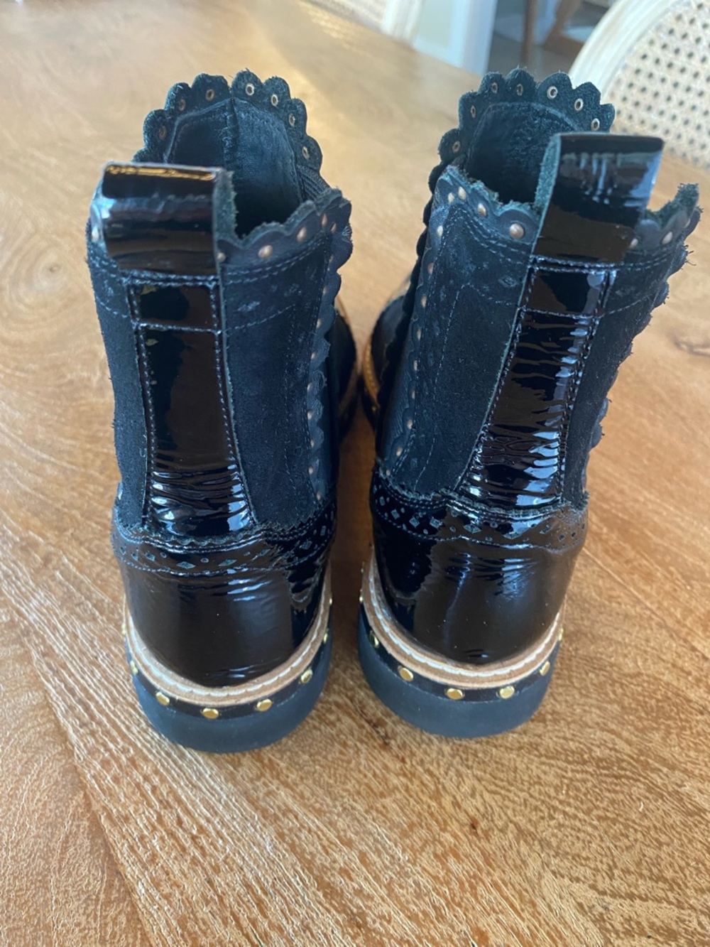 Free People Atlas black patent suede studded Chelsea boots - Picture 6 of 13